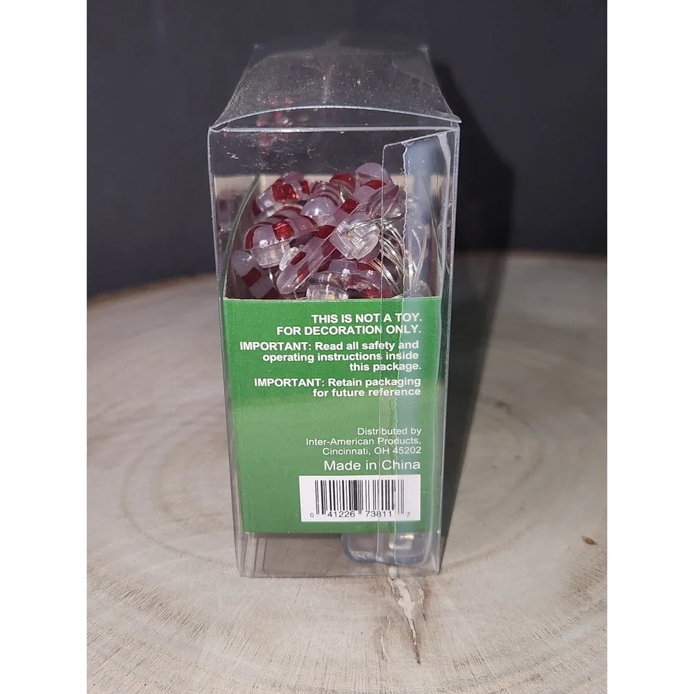 Holiday Home LED Miniature Candy Cane Lights For Indoor‎ Use Only 6.2ft~NEW~RARE